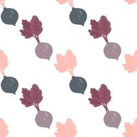 Hand drawn beet seamless pattern. Doodle beetroot wallpaper. vector