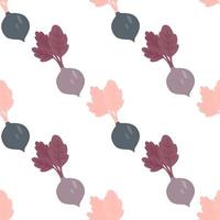 Hand drawn beet seamless pattern. Doodle beetroot wallpaper. vector