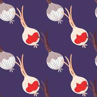 Hand drawn onion bulb seamless pattern. Onion in doodle style endless wallpaper. vector