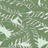 Graphic tropical pattern, palm leaves seamless floral background. vector