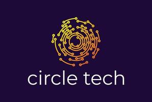 Circle Circular Round Digital Electronic Circuit Chip for Smart Tech Logo vector