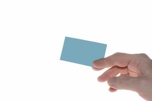 Hand hold blank color business card photo