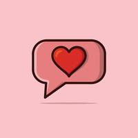 Heart shape social media notification icon in speech bubbles vector illustration