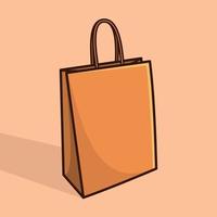 Vector illustration of white shopping paper bag isolated on light background