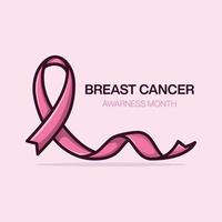 mes de concientización sobre el cáncer de mama diseño de fondo de cartel moderno simple. Plantilla gráfica de ilustración de vector de silueta de cinta de lazo rosa