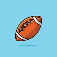 Ilustración de vector de pelota de rugby. icono del logotipo deportivo. mascota de fútbol plantilla de diseño de estilo de dibujos animados plana