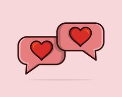 Heart shape social media notification icon in speech bubbles vector illustration