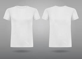 Men's white blank T-shirt template,from two sides, natural shape on invisible mannequin, for your design mockup for print, isolated on grey background. vector