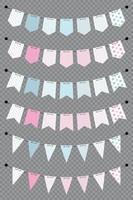 Blank banner. Bunting or swag templates. Holiday flag garland collection. Flags decoration for party and celebration. Vector illustration