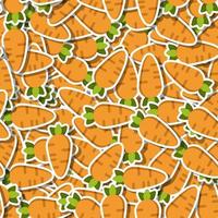 Flat carrot vegetable sticker seamless pattern. Modern background ornament with carrot vegetables in bright orange color. Vector illustration