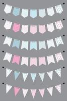 Blank banner. Bunting or swag templates. Holiday flag garland collection. Flags decoration for party and celebration. Vector illustration