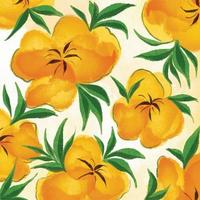 Yellow flower pattern with green leaves. Watercolor aquarelle wash vector background for social media wallpaper and backdrop