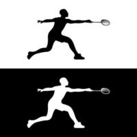 hombre jugando bádminton estilo silueta logo vector