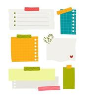 Paper sticker various notes are personal. Accessories for organizing documents. Vector illustration in a flat style