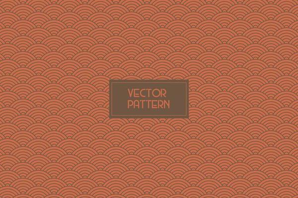 Japanese wave geometric abstract seamless repeat vector pattern red background