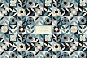 Floral art deco tile mosaic style vector abstract seamless repeat pattern