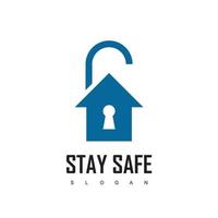 Stay Safe Design Template With House And Padlock Symbol vector