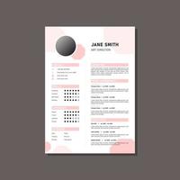 creative resume template with pink hexagon shapes design vector