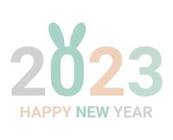 Happy New Year 2023 text design. Diary cover for 2023. Brochure design template, postcard, banner. Vector illustration. Isolated on white background.