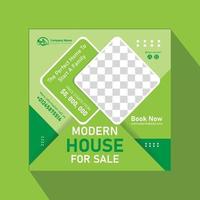 Modern home for sale real estate social media post design, Construction social media post banner design Template vector