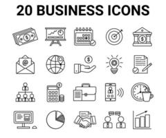 Set of business and finance icons in line style, vector. Set vector line icons in flat design with elements for mobile concept and web apps.
