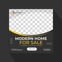casa moderna en venta diseño de publicación de redes sociales de bienes raíces, plantilla de diseño de banner de publicación de redes sociales de construcción vector