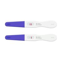 Pregnancy test on a white background. Two tests, you're pregnant and not pregnant. Waiting for a child. medical test. Two stripes. vector