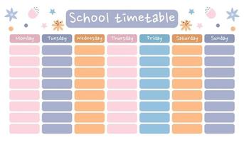 Back to school time table template vector. Lesson schedule. vector