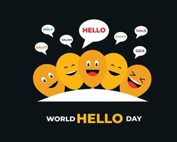 World hello day. November 21. world hello day with different languages. Template for background, banner, card, poster. Vector illustration.