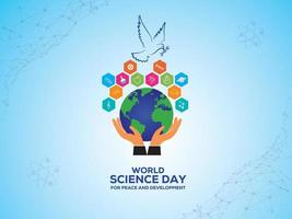 día mundial de la ciencia para la paz y el desarrollo. 10 de noviembre concepto del día mundial de la ciencia. plantilla para fondo, pancarta, tarjeta, póster. ilustración vectorial vector