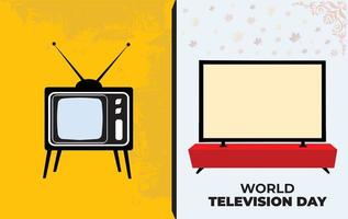 día mundial de la televisión. 21 de noviembre. Ilustración de vector de dibujos animados de televisión. plantilla para fondo, pancarta, tarjeta, póster.