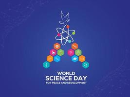 World Science Day for Peace and Development. November 10 world science day concept. Template for background, banner, card, poster. Vector illustration.