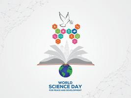 día mundial de la ciencia para la paz y el desarrollo. 10 de noviembre concepto del día mundial de la ciencia. plantilla para fondo, pancarta, tarjeta, póster. ilustración vectorial vector