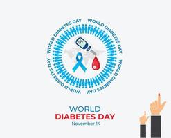 World Diabetes Day. November 14. Diabetes Day Ribbon Concept. Template for background, banner, card, poster. Vector illustration.