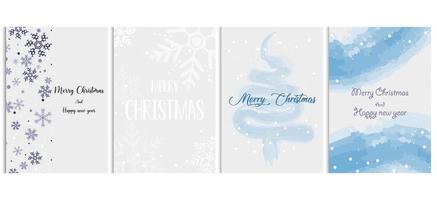 Set of Christmas and Happy New Year cards. watercolor and snowflakes card template. Retro and trendy style. vector greeting card design elements