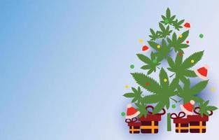 blank and space with cannabis leaf and santa claus hat,gift box,marijuana and christmas concept,vector background for greeting decoration vector