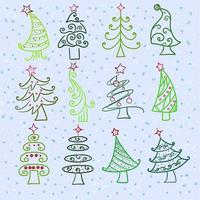 Set of Christmas trees hand drawn elements for your design vector