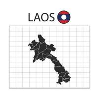 mapa del país de laos con bandera nacional vector