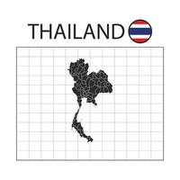 mapa del país de Tailandia con la bandera de la nación vector