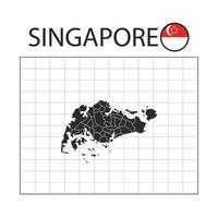 country map of singapore with nation flag