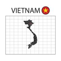 mapa del país de vietnam con la bandera de la nación vector
