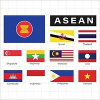 set of south east asia flag,Association of Southeast Asian Nations member flag