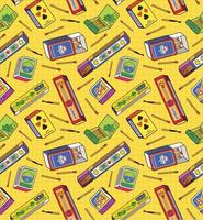 Pattern with different styles of matchboxes and matchbooks. vector