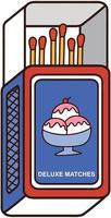 Matchbox graphic with match sticks in Isometric Illustration style. Ice Cream Print in Safety Matches Packaging. vector