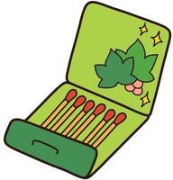 Matchbook graphic with match sticks in Isometric Illustration style. Green safety matches in Saint Patricks Colors. vector