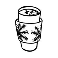 Doodle Mulled wine in a Christmas glass vector