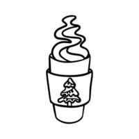 Doodle Christmas gingerbread latte to go cup vector