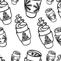 Doodle seamless pattern christmas cup vector