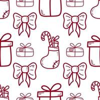 Doodle Christmas and new year vector seamless pattern