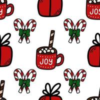 Doodle Christmas and new year vector seamless pattern